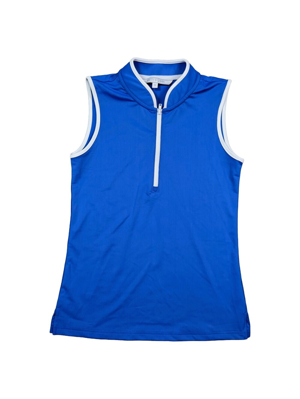 Smith & Quinn Womens S Blue White Sleeveless 1/4 Zip Tennis Golf Polo Top